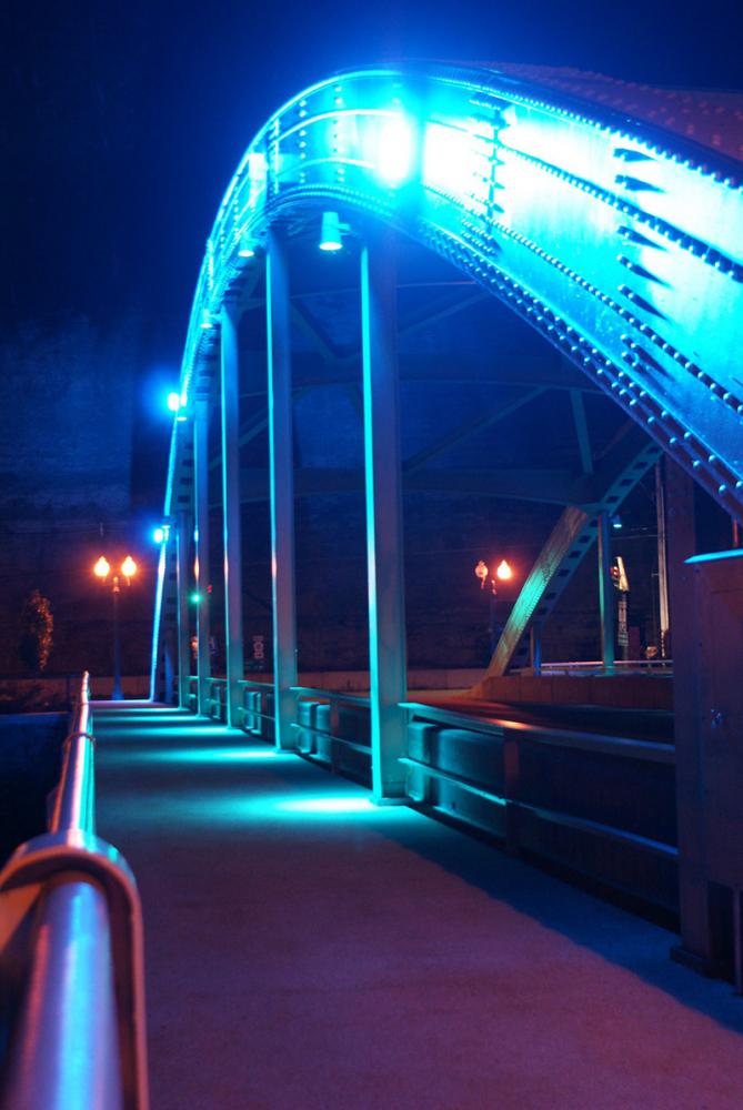 Bridges lit up. Photo by JRH Imagery.